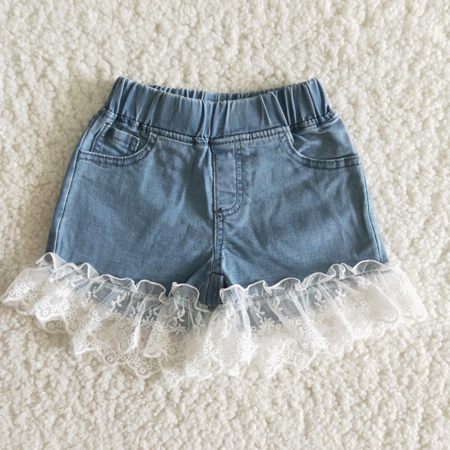 Denim lace shorts