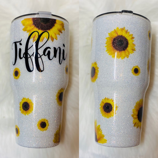 Sunflower tumbler with name