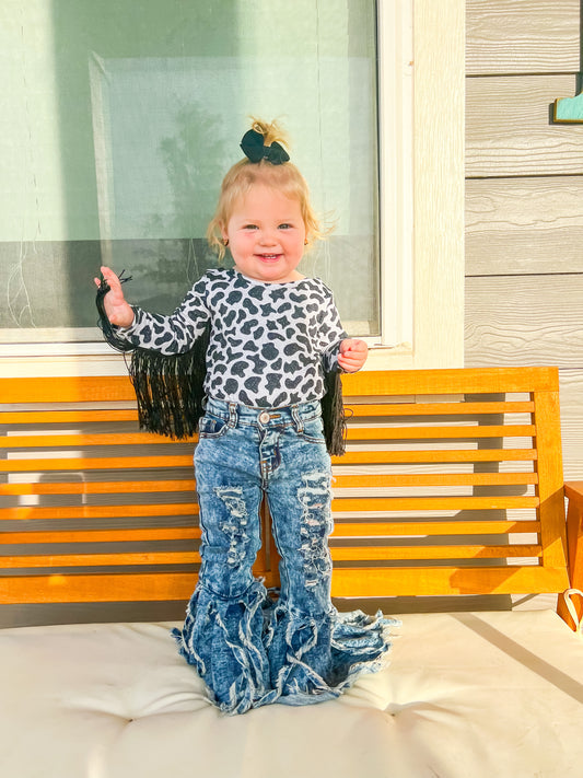 Denim frayed bells