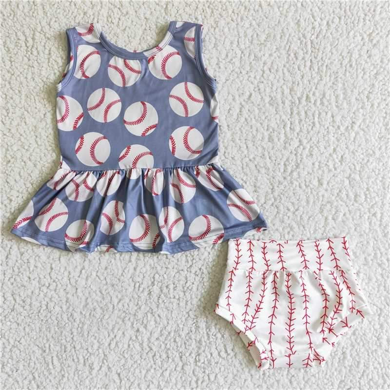 Blue baseball bummie set