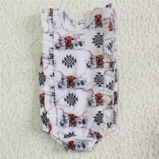 White Cow print one piece