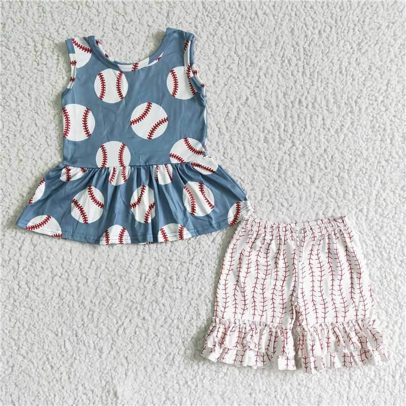 Blue baseball short set